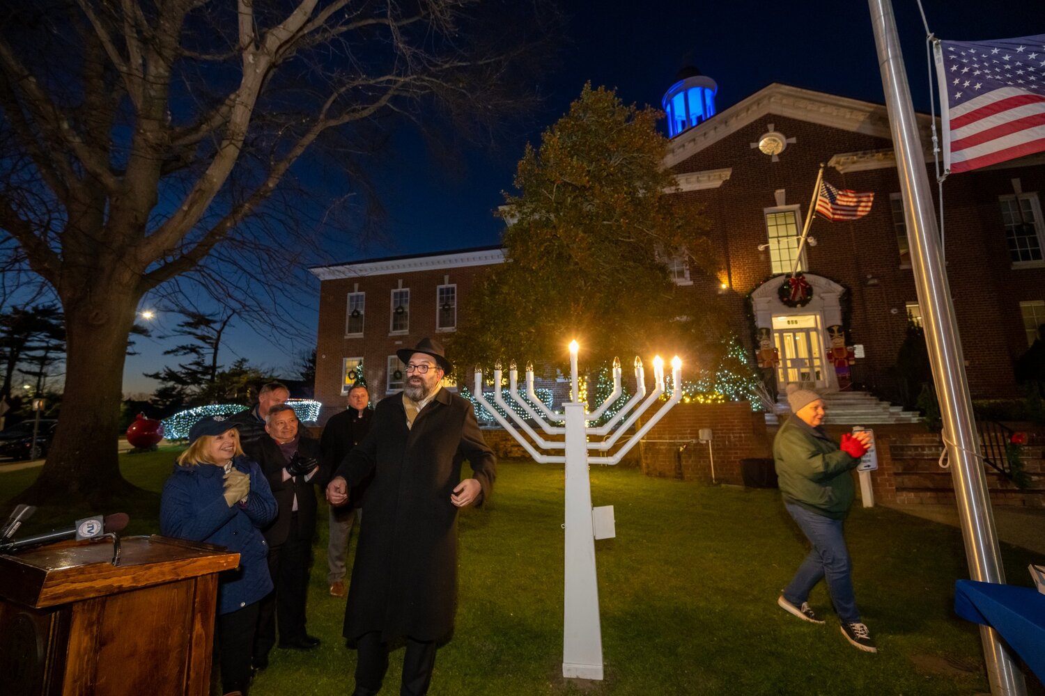 Last year's Town of Islip Menorah lighting ceremony at the steps of Town Hall.